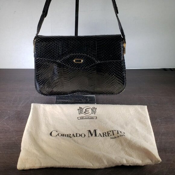 Corrado Maretto  Black Leather Handbag MADE IN ITALY with Dustbag - Picture 1 of 10